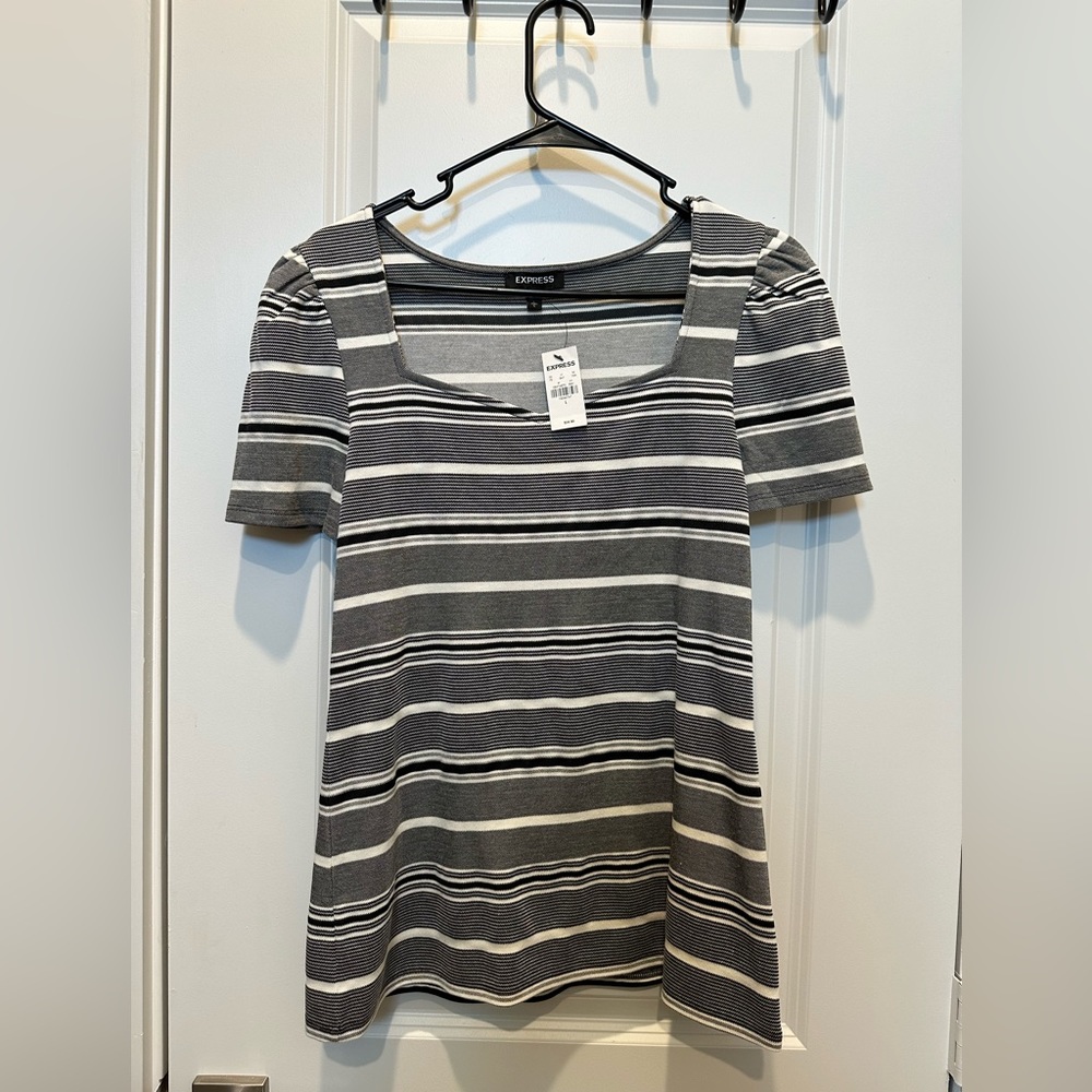 Express Black and white striped top size large